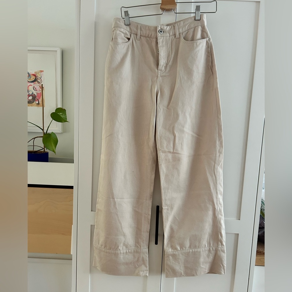 KOWTOW Organic Cotton Ecru Wide Leg Sailor Jeans US MEDIUM